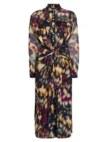 Nesly Ikat-Print Midi Shirtdress