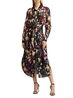 Nesly Ikat-Print Midi Shirtdress