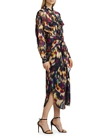 Nesly Ikat-Print Midi Shirtdress