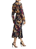 Nesly Ikat-Print Midi Shirtdress