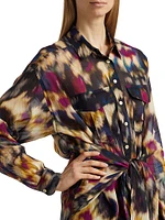 Nesly Ikat-Print Midi Shirtdress