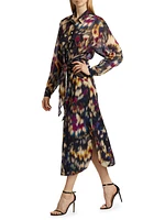 Nesly Ikat-Print Midi Shirtdress