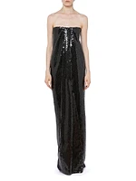 Mirai Sequined Strapless Gown