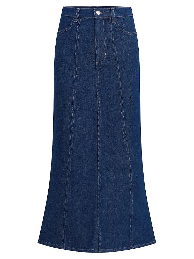 Melanie Flared Denim Midi-Skirt