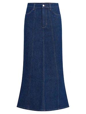 Melanie Flared Denim Midi-Skirt