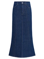 Melanie Flared Denim Midi-Skirt