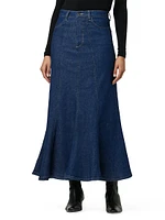 Melanie Flared Denim Midi-Skirt