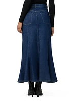 Melanie Flared Denim Midi-Skirt