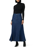 Melanie Flared Denim Midi-Skirt