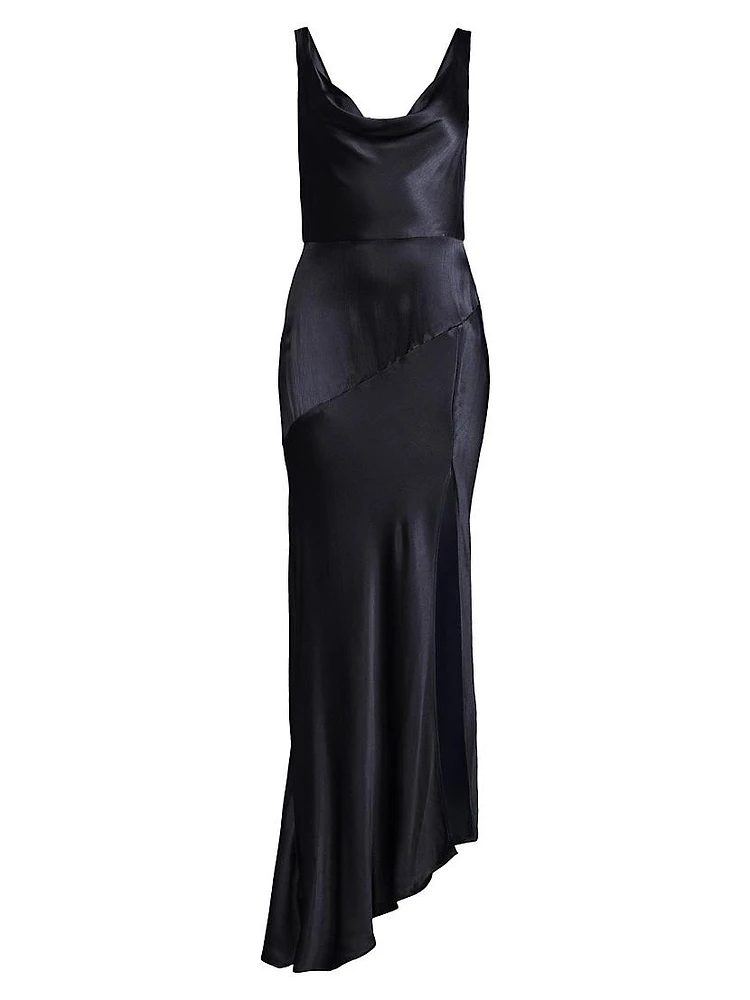 Moon Dance Satin Cowlneck Gown