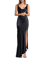 Moon Dance Satin Cowlneck Gown