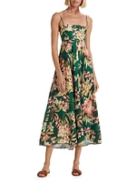 Lexi Floral Linen Bandeau Midi-Dress