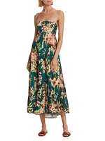 Lexi Floral Linen Bandeau Midi-Dress