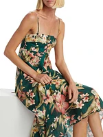 Lexi Floral Linen Bandeau Midi-Dress