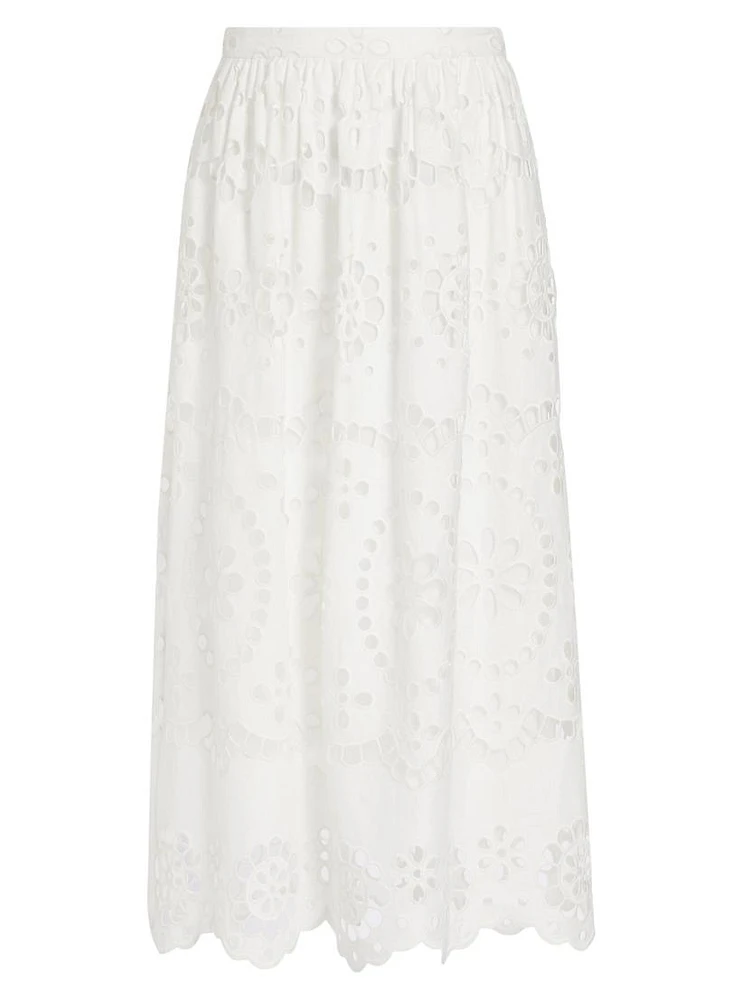 Lexi Embroidered Linen Midi-Skirt