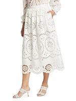 Lexi Embroidered Linen Midi-Skirt