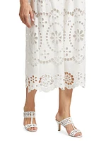 Lexi Embroidered Linen Midi-Skirt