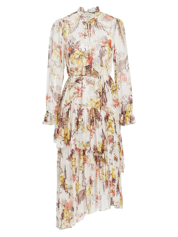 Matchmaker Floral Tiered Asymmetric Midi-Dress