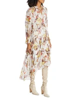 Matchmaker Floral Tiered Asymmetric Midi-Dress