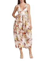 Matchmaker Tulip Linen-Silk Midi-Dress