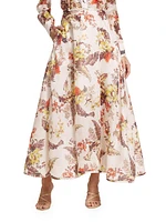 Matchmaker Floral Linen-Silk Midi-Skirt