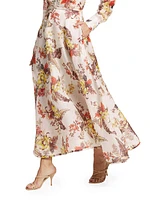 Matchmaker Floral Linen-Silk Midi-Skirt