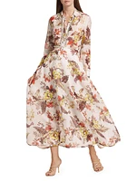 Matchmaker Floral Linen-Silk Midi-Skirt