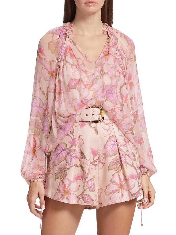 Matchmaker Semi-Sheer Floral Blouse