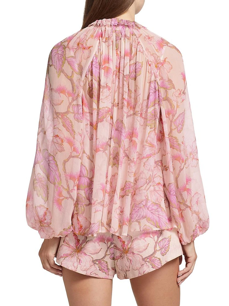 Matchmaker Semi-Sheer Floral Blouse