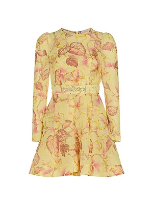 Matchmaker Silk-Linen Floral Minidress