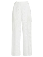 Matchmaker Wide-Leg Cotton Eyelet Pants