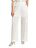 Matchmaker Wide-Leg Cotton Eyelet Pants