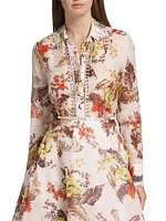 Matchmaker Tropical Embellished Linen-Silk Shirt