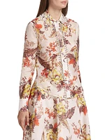 Matchmaker Tropical Embellished Linen-Silk Shirt