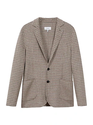 Flutter Houndstooth Wool Two-Button Blazer