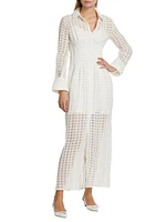 Pernille Linen-Blend Checkered Maxi Dress