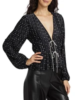 Payton Crystal Drawstring Blouse