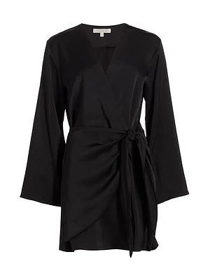 Sally Satin Wrap Dress