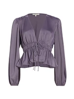 Kara Satin Tie-Front Blouse