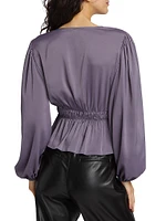 Kara Satin Tie-Front Blouse