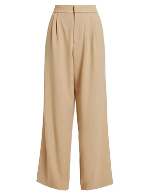 Wilshire Pleated Twill Wide-Leg Trousers