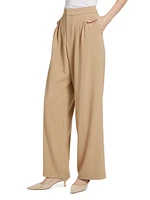 Wilshire Pleated Twill Wide-Leg Trousers