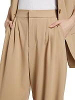 Wilshire Pleated Twill Wide-Leg Trousers