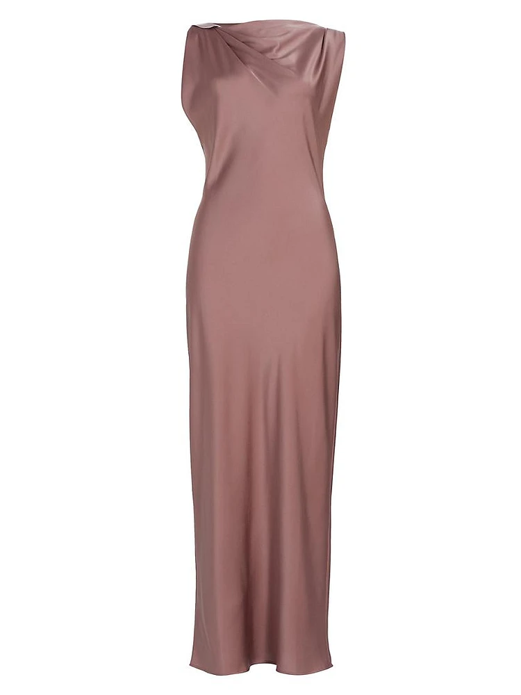 Kate Satin Draped Maxi Dress