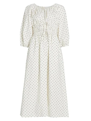 Veronica Polka Dot Cotton Maxi Dress