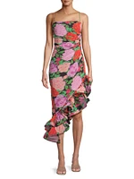 Jude Garden-Print Chiffon Asymmetric Dress