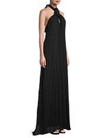 Billie Plissé Crepe Chiffon Halterneck Gown