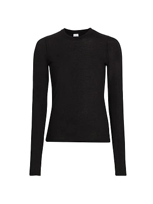 Cotton Crewneck Long-Sleeve T-Shirt