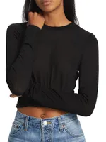 Cotton Crewneck Long-Sleeve T-Shirt