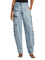 Carry Over Wide-Leg Denim Cargo Pants